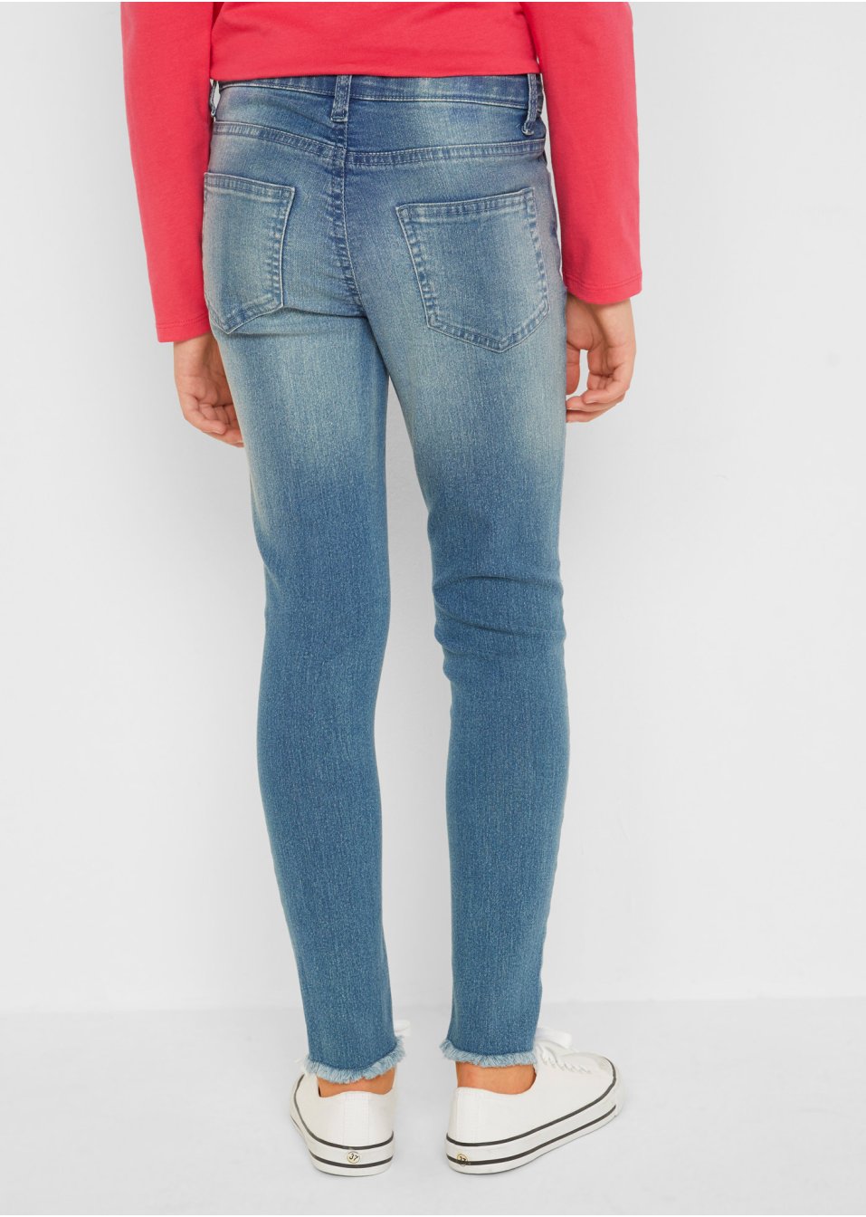 Jean skinny fille avec effet usé