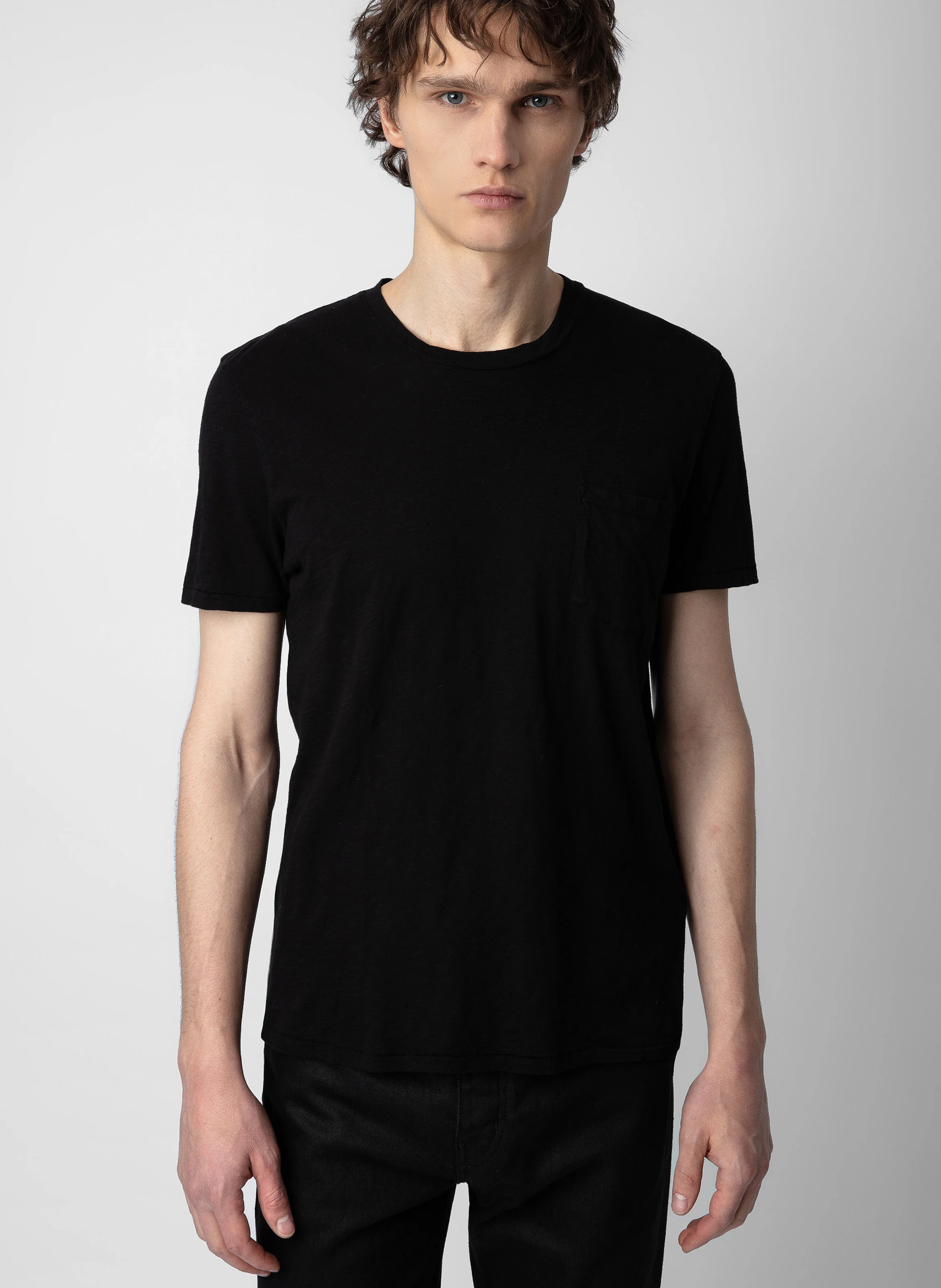 STOCKHOLM - Tee-shirt col rond regular-fit en coton | Noir