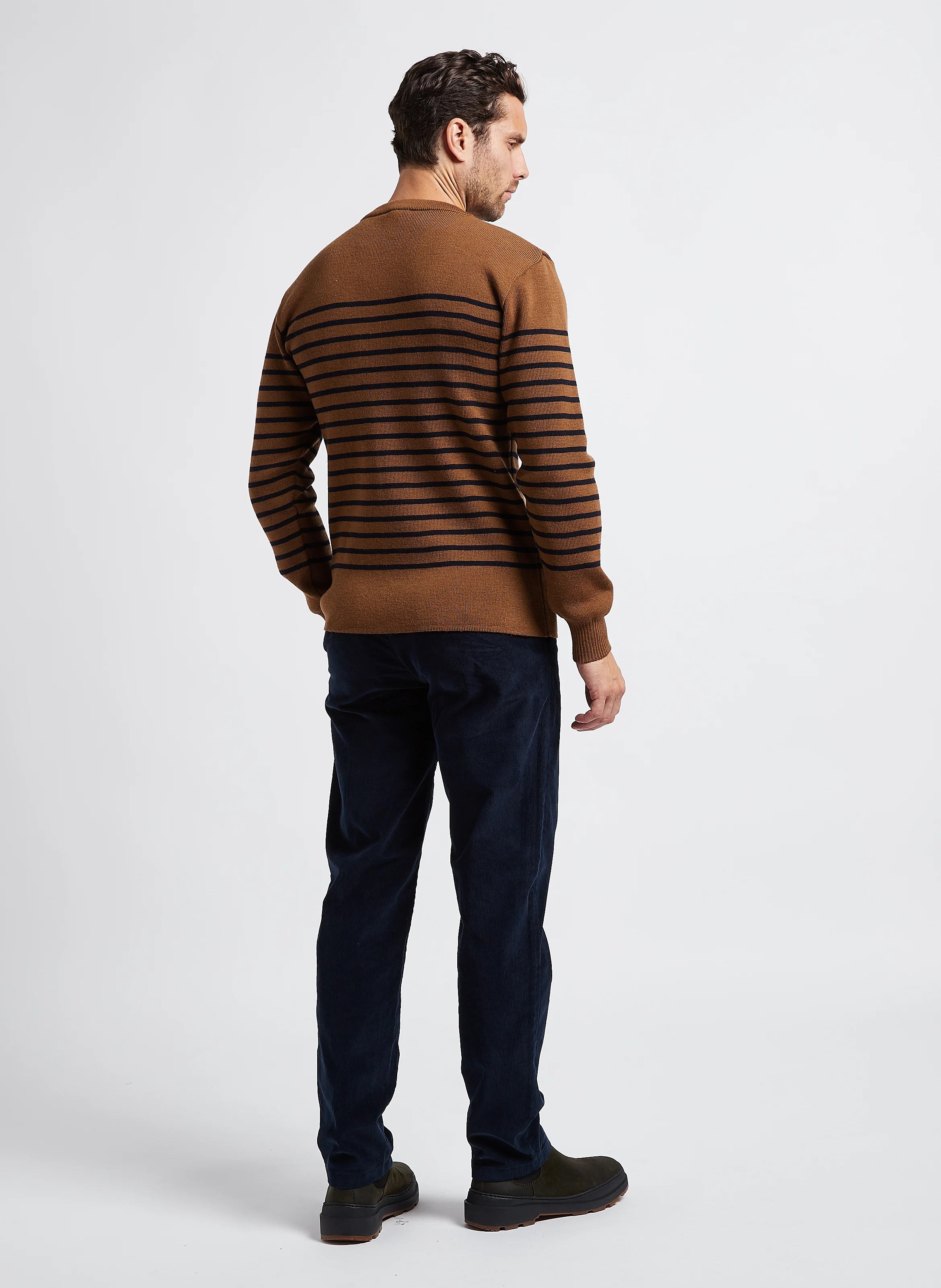 Pantalon droit en velours de coton bio mélangé | Bleu
