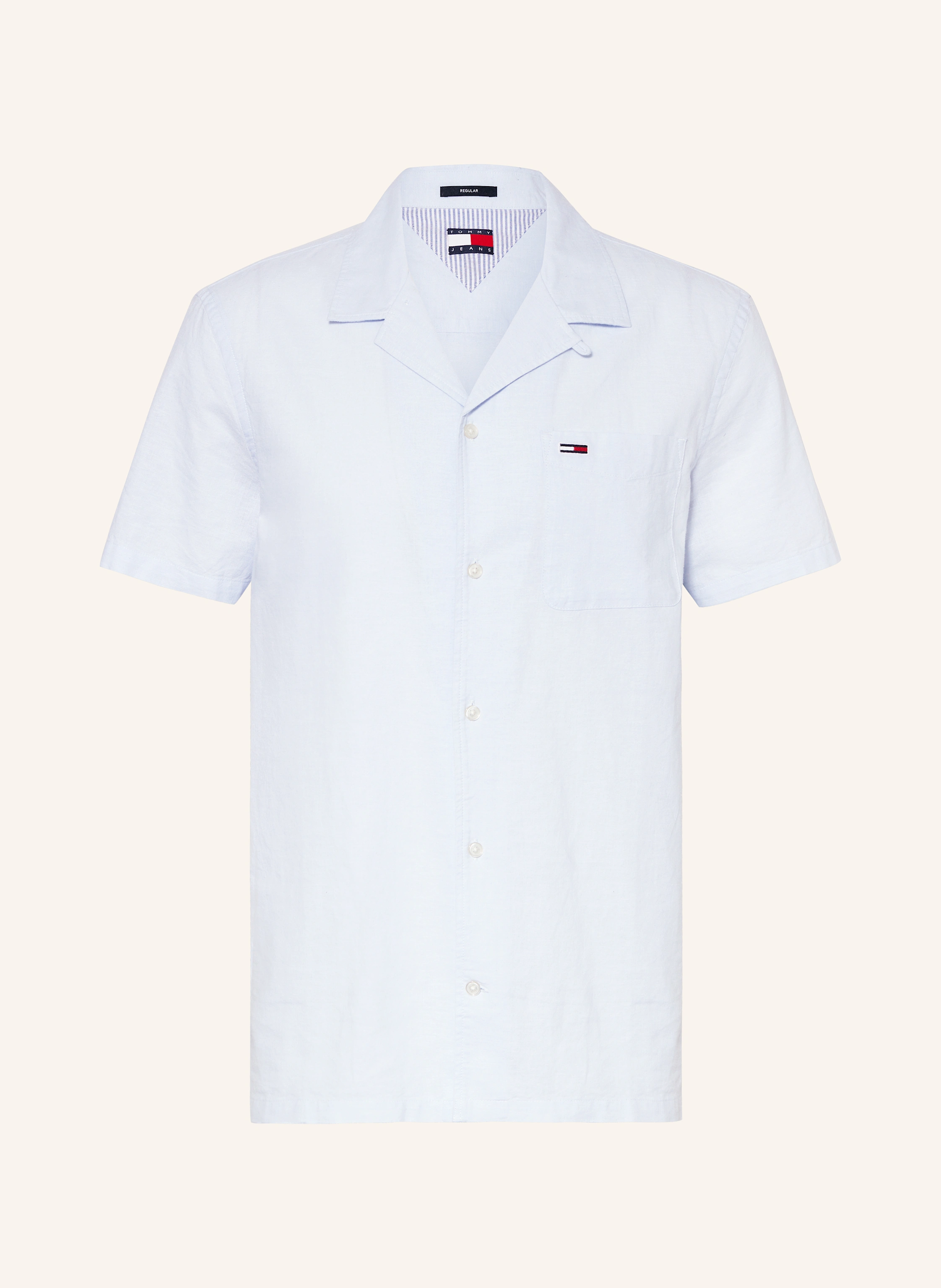 TOMMY JEANS Kurzarm-Hemd Regular Fit mit Leinen