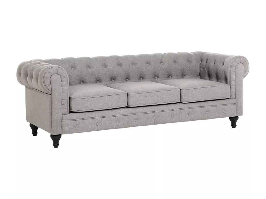 Canapé en tissu gris clair 3 places CHESTERFIELD