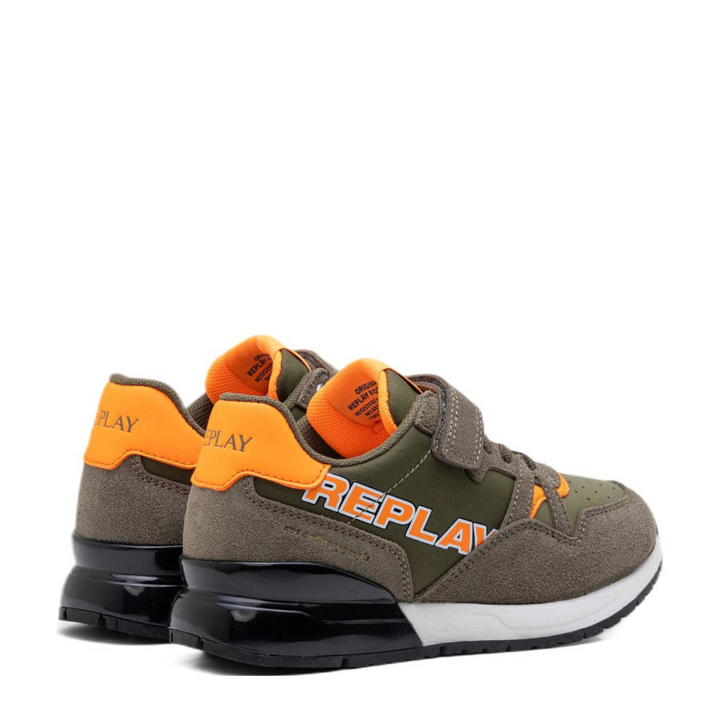REPLAY Shoot JR 9suède sneakers groen/oranje