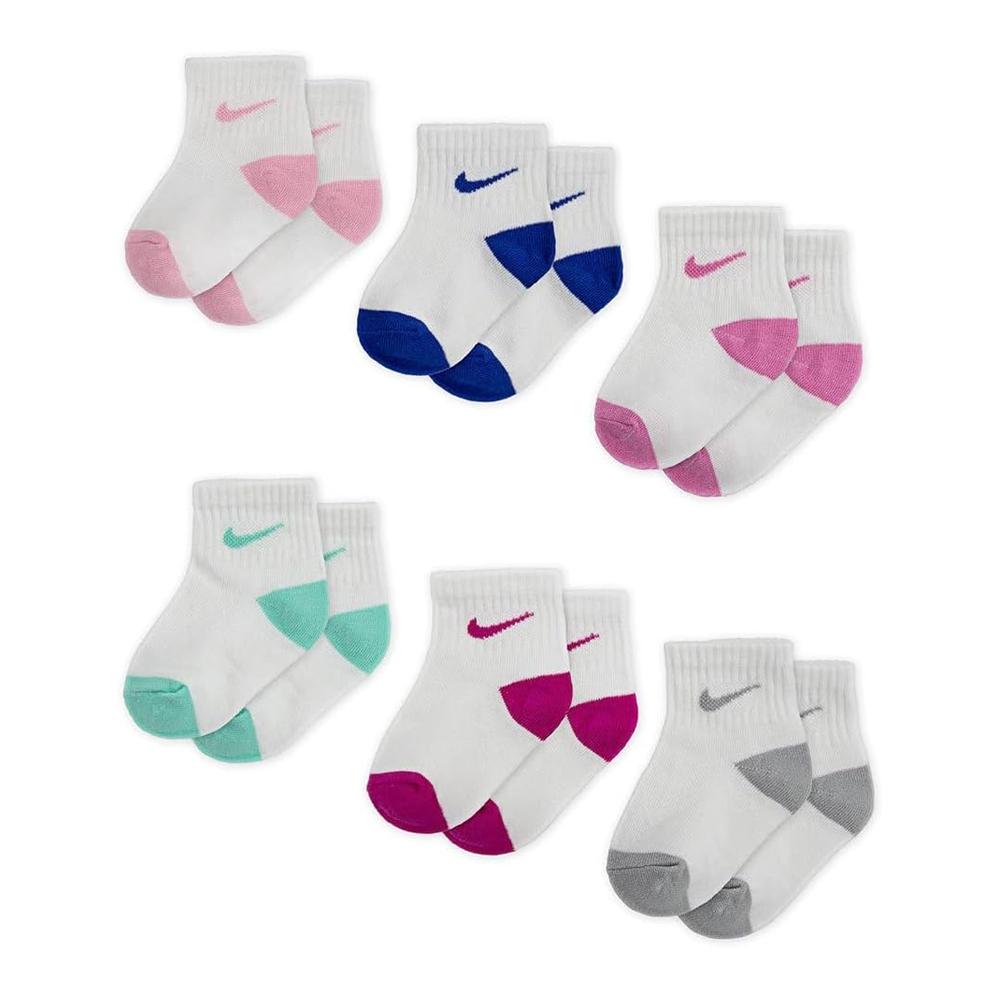 Nike 6x Paires de Chaussettes Blanche/Multicolore Fille Nike Anklee
