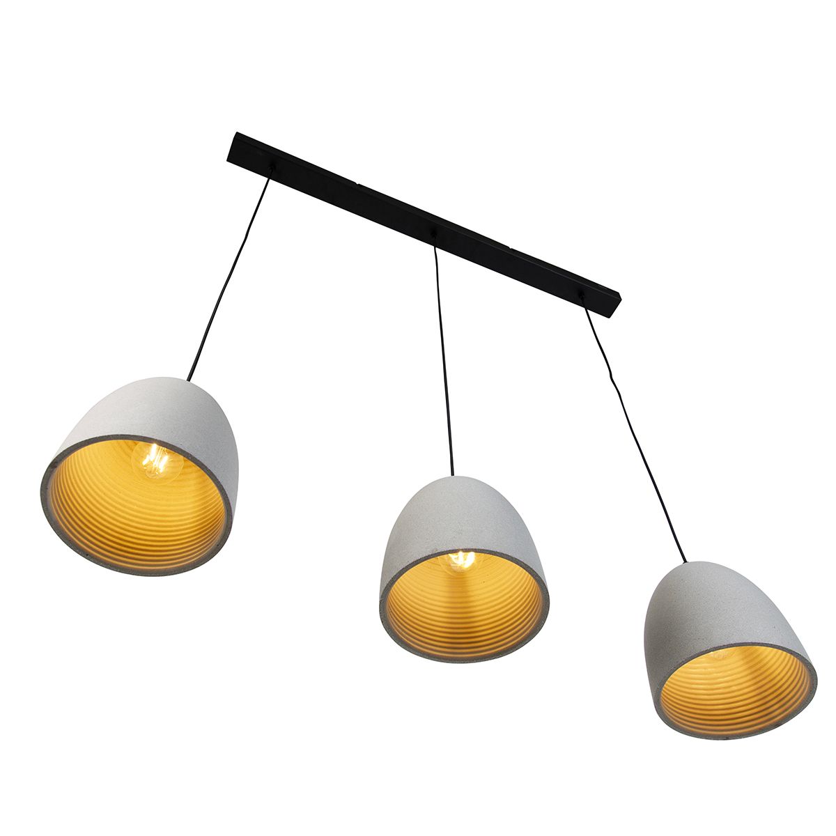 Moderne hanglamp zwart met grijs beton 3-lichts - Eton