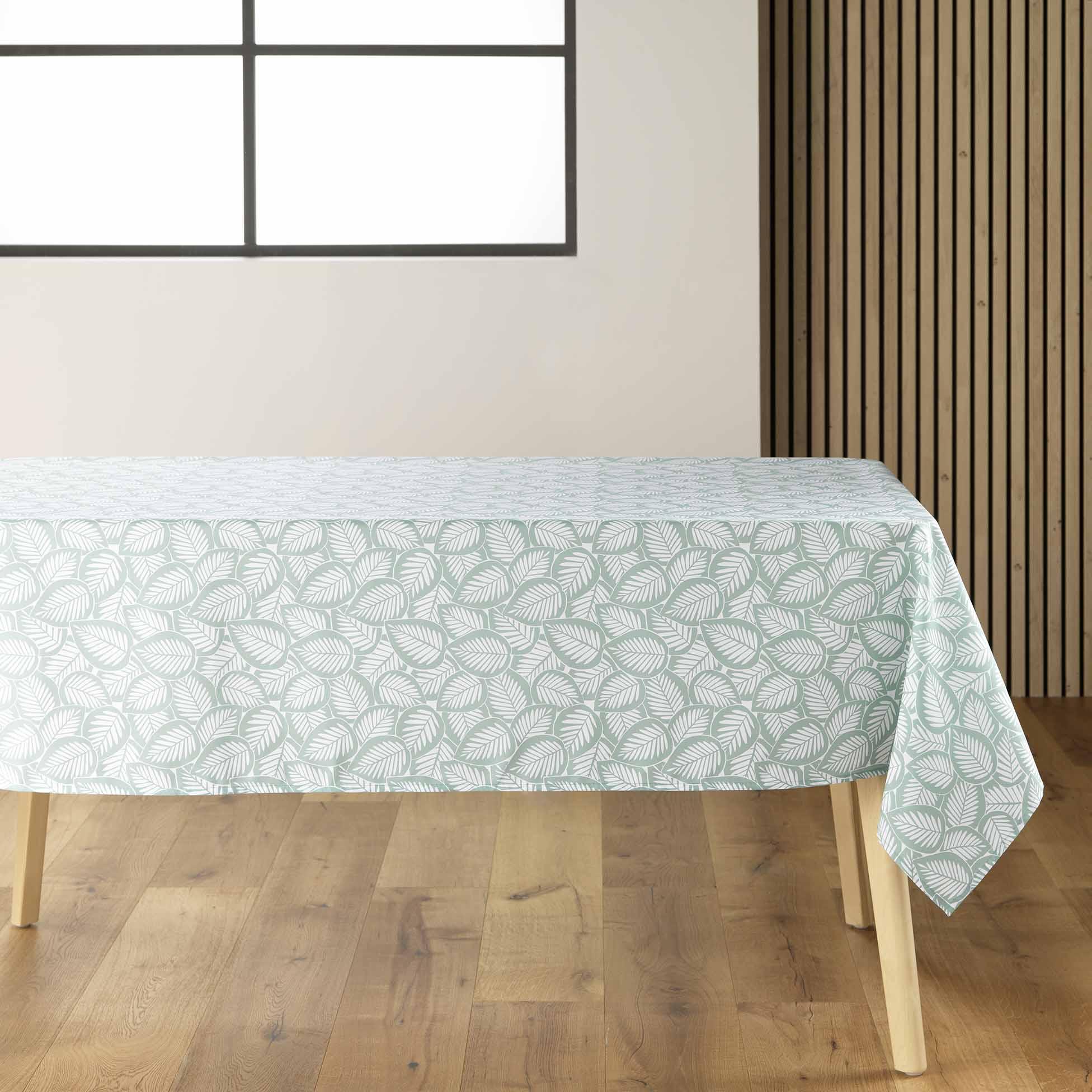 NAPPE RECTANGLE 140X240CM IMPRIMEE MICROFIBRE DIVANY SAUGE