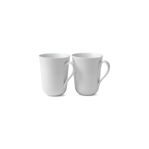 Royal Copenhagen Hvid Riflet 2-pak Krus, 33 cl