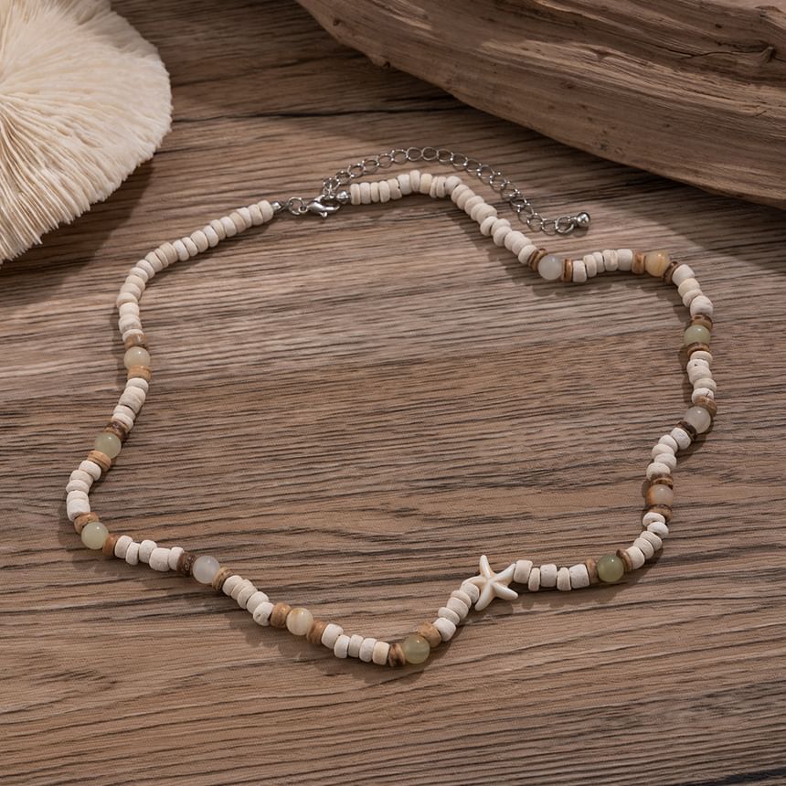 Gretlyn - Witte schelp zeester kralen ketting