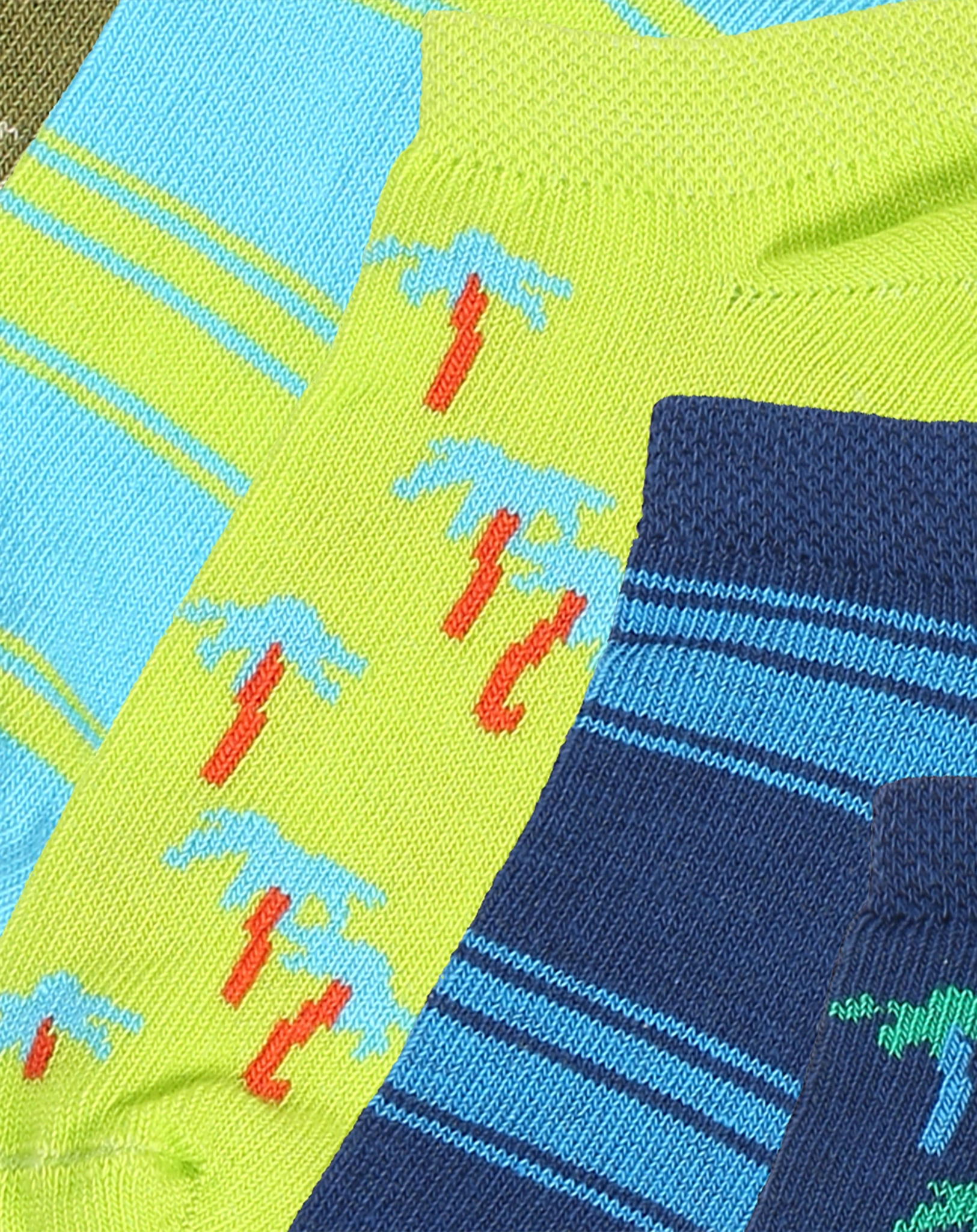 Sneakersocken PALME/RINGEL 6er Pack in blau/grün