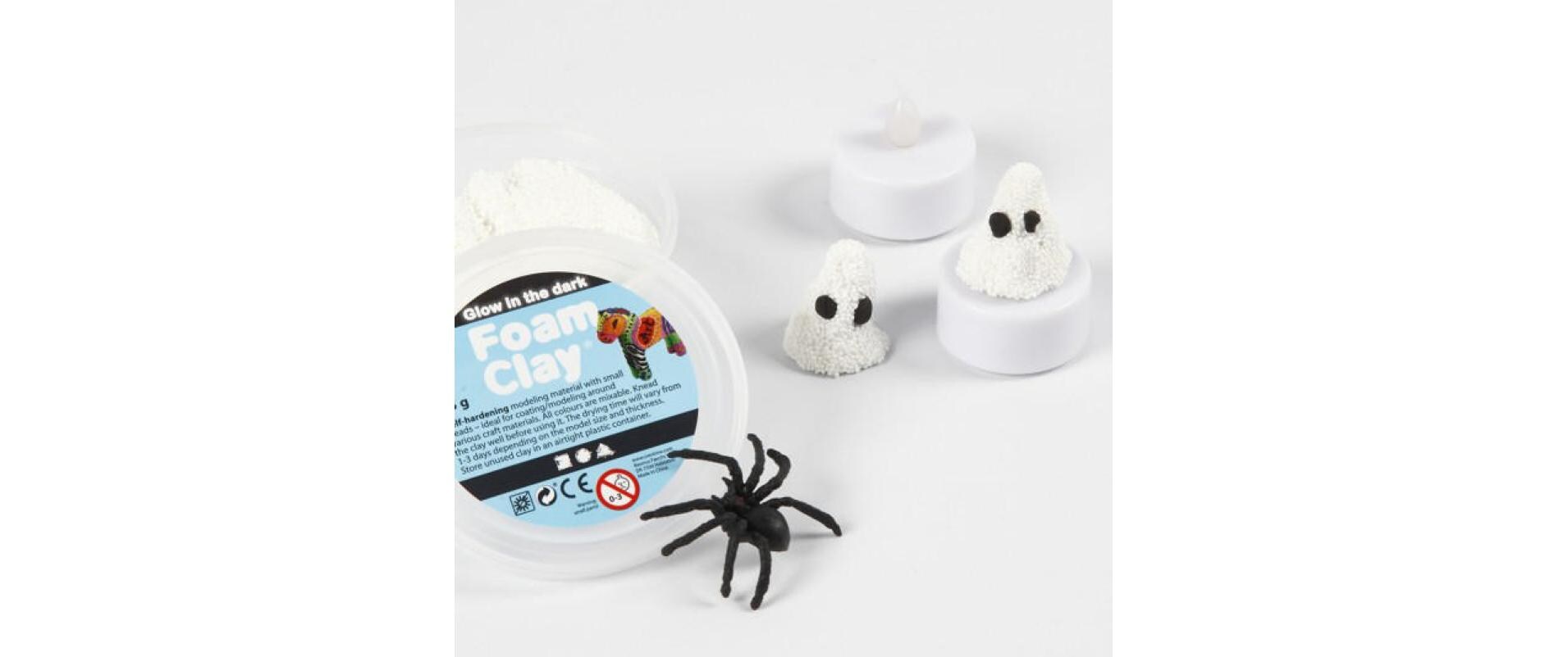 Modelliermasse Foam Clay 35 g Fluoreszierend WeissSelbsthärtende Modelliermasse mit winzigen Styroporkügelchen