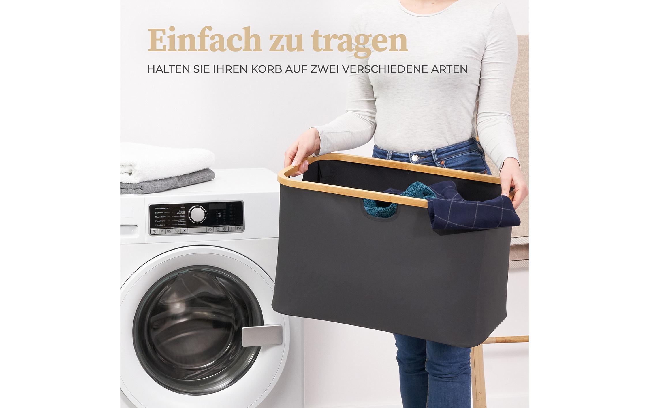 Wäschekorb Adrian 60 l, Anthrazit/NatureFaltbare Aufbewahrungsbox