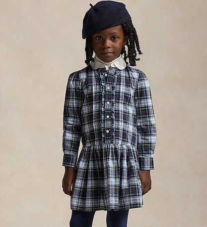 Polo Ralph Lauren Kleid - Navy/Grün Kariert m. Weiß