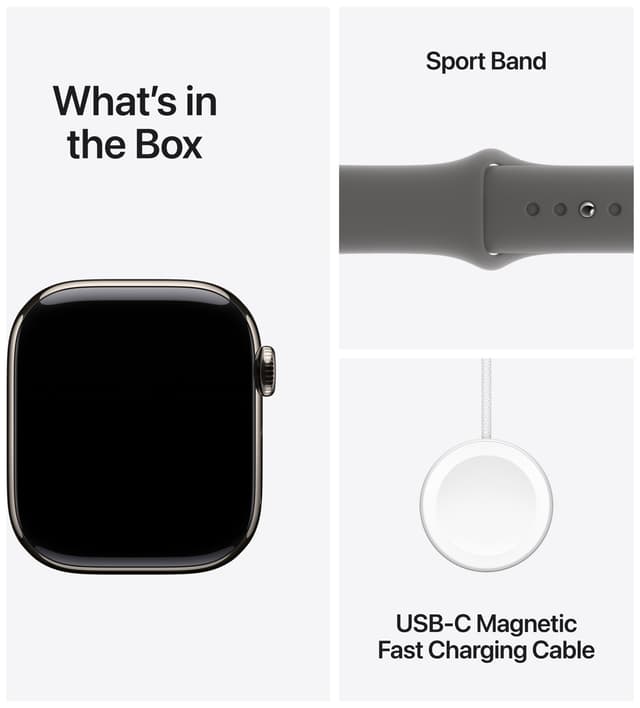 Apple Watch S10 42mm GPS+Cel (Natural Titanium/Stone Grey sportsrem) S/M