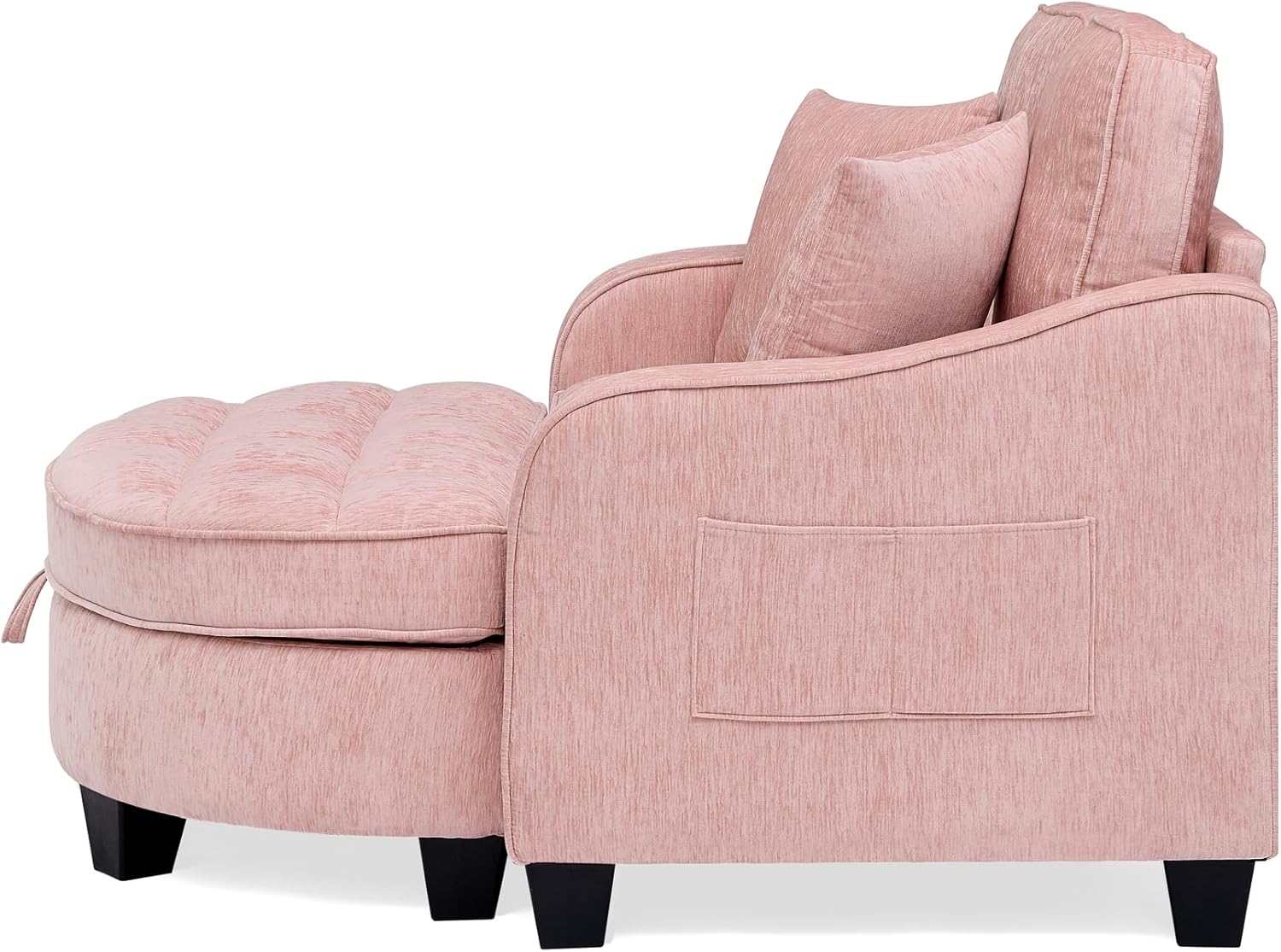 Sofa mit Schlaffunktion, 2-in-1 Schlafsofa, Modulares Sofa, Aufbewahrungs-Hocker & 4 Kisse, für Kleine Wohnzimmer, Studienzimmer, Schlafzimmer, 132×129×93cm (Rosa)