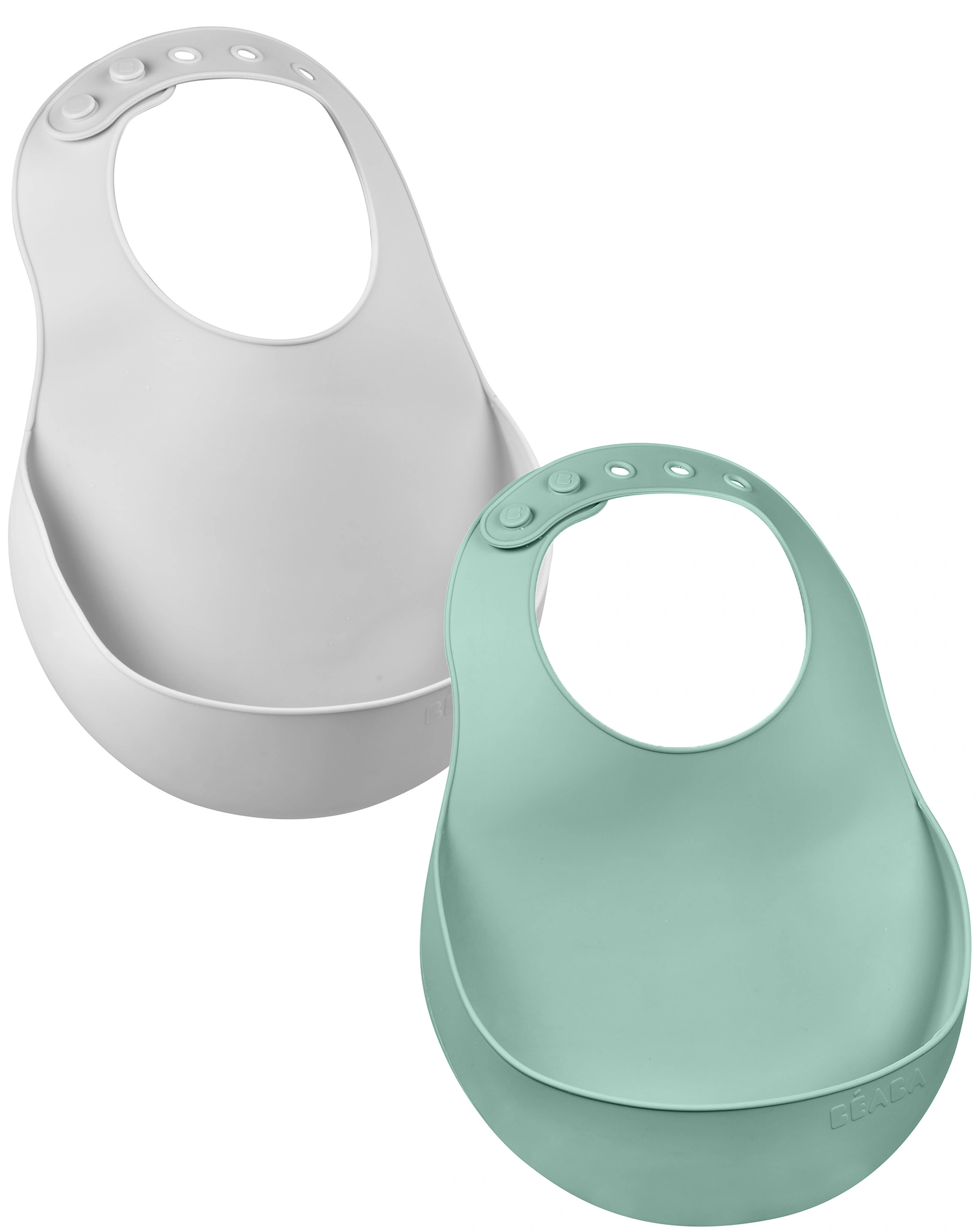Silikon-Lätzchen LITTLE CRUMP mit Auffangschale 2er-Set in sage green