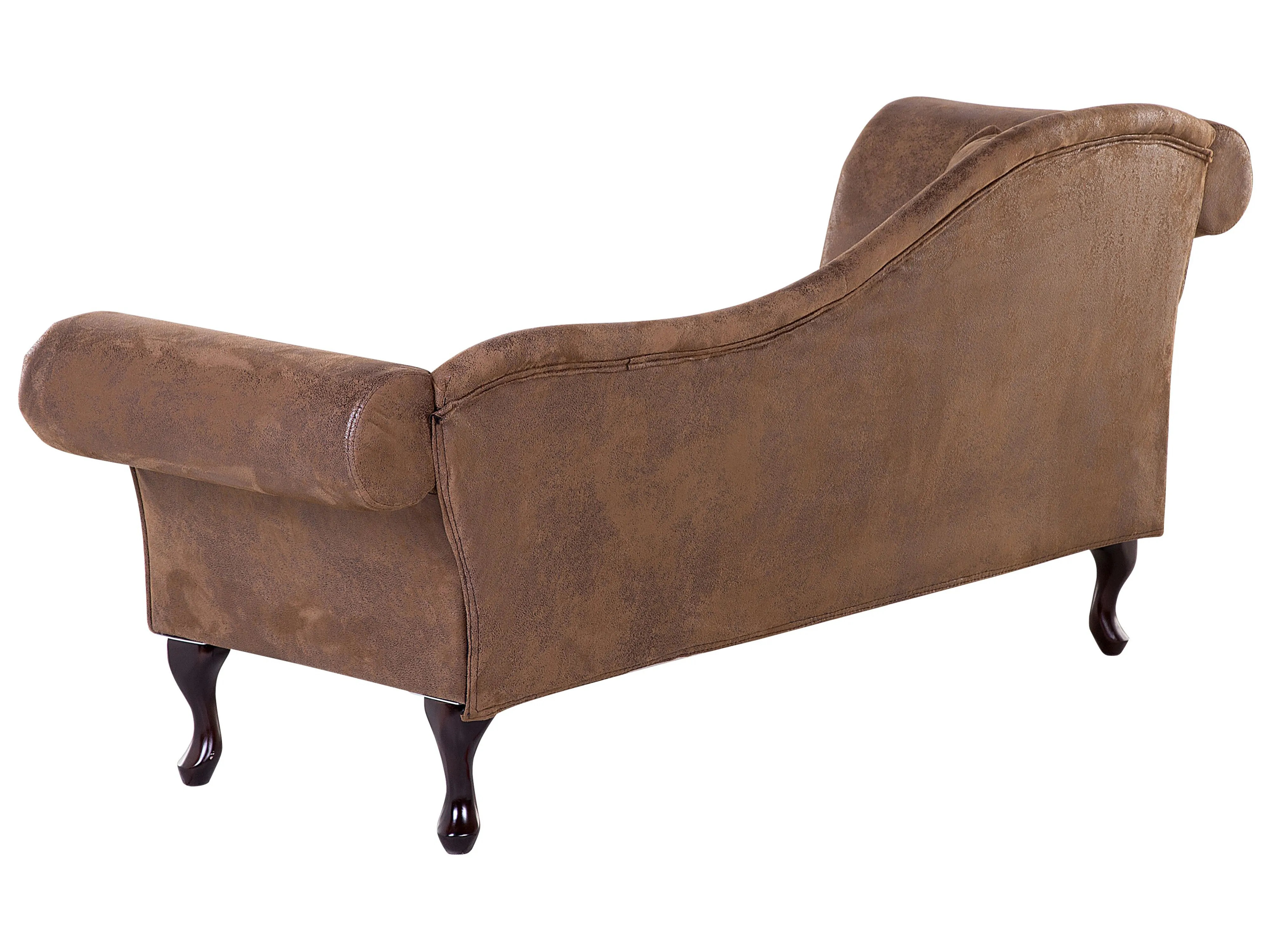 Linkszijdige chaise longue LATTES Kunstsuède Lichtbruin