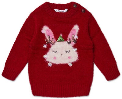 Luca & Lola Baby Genser Winter Bunny, Red