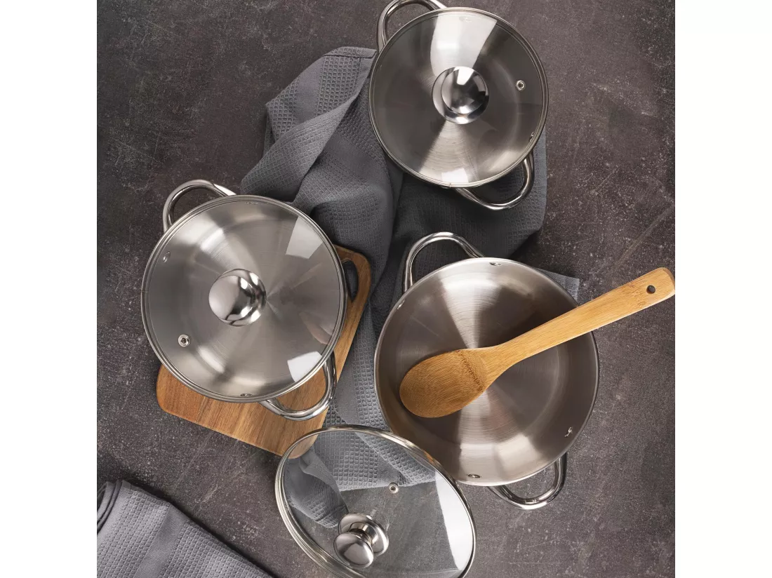 Set de 3 casseroles (Ø16Ø18Ø20cm) ALEA avec couvercles Bergner en inox