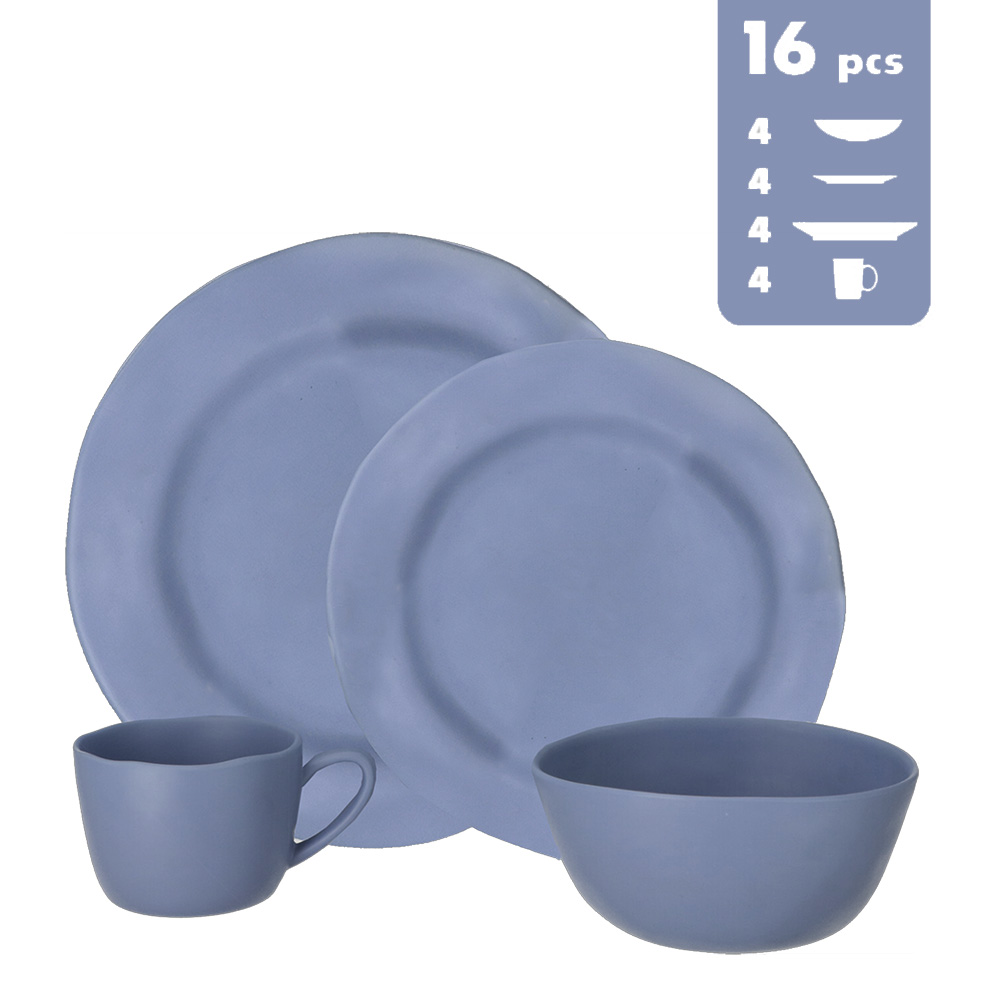 Lot de vaisselle Mélamine Soria bleu