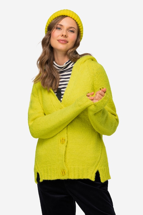 Strickjacke, Kapuze, Raglan-Langarm