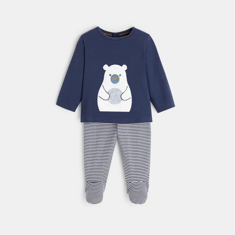 Pyjama ours jersey Bleu