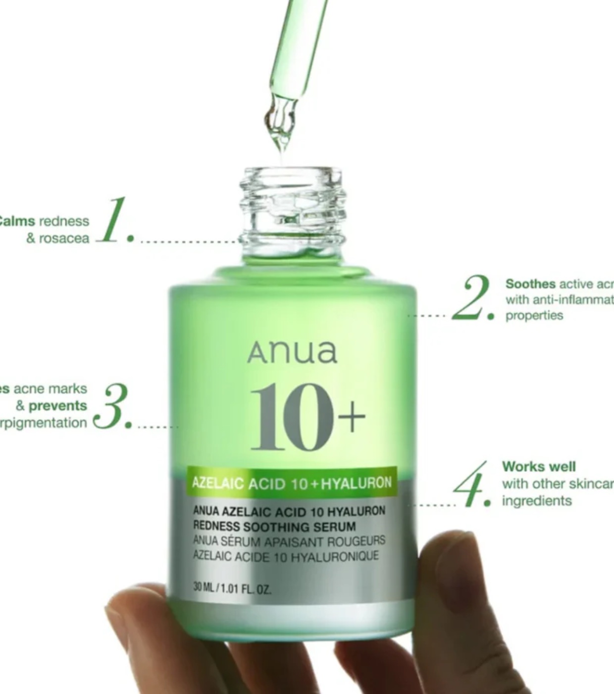 Anua - Sérum antiacne com 10+ ácido azelaico e ácido hialurônico