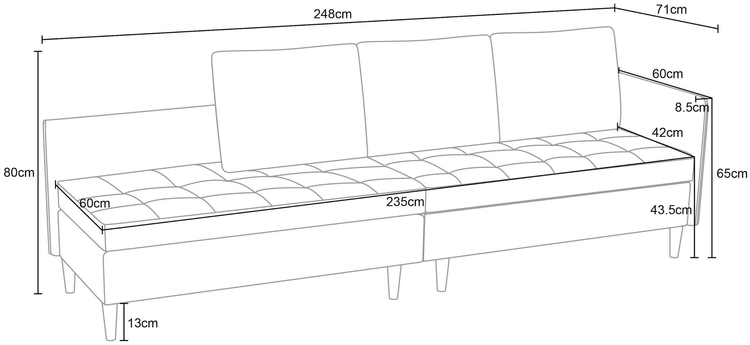 Dorel Home Ecksofa »LINDHUS, L-Form, verschiedene Stellvarianten, Schlaf-Liege« Modulsofa, Recamiere, grosser Bettkasten, Cord, Chenille