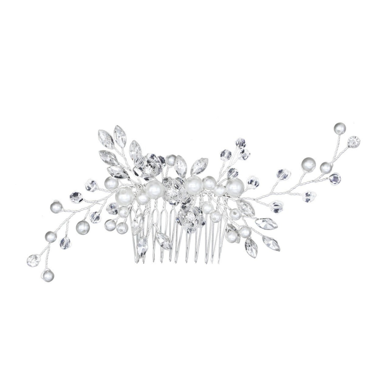 Haarnadel Braut Haarschmuck Hochsteckfrisur Strass Kamm für Hochzeit - Silber / Weiss