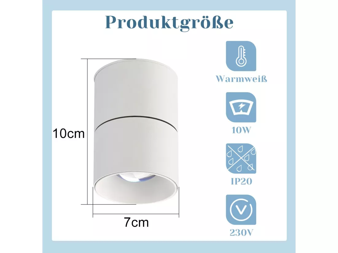 NETTLIFE Spot LED Lampe Coucher de Soleil Pivotant à 350° Chambre Moderne Intérieur pour Salon Escalier Chambre d'Enfant Couloir Salle à Manger