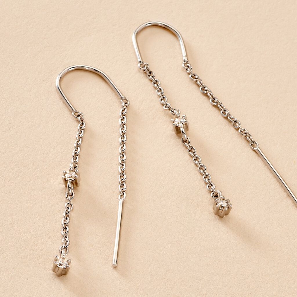 Boucles D'oreilles Pendantes Garsha Argent Blanc Oxyde De Zirconium