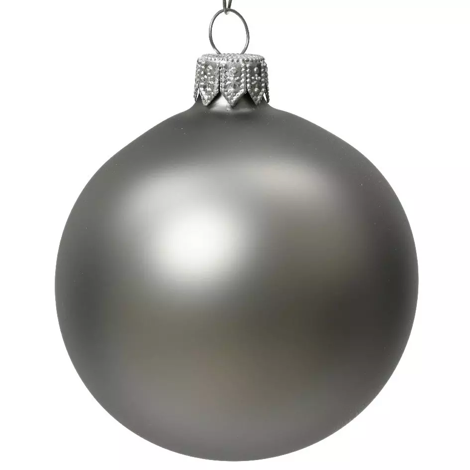 Lot de 4 boules de Noël en verre (D100 mm) Arctique mate Gris marbre