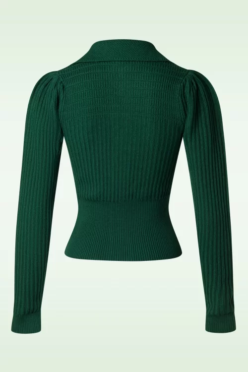 Emmy Design The Notable merino wollen gebreide jacket cardi in flessengroen