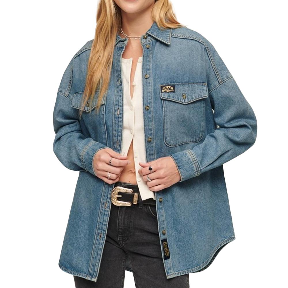 Superdry Surchemise Bleu Femme Superdry Denim Overshirt