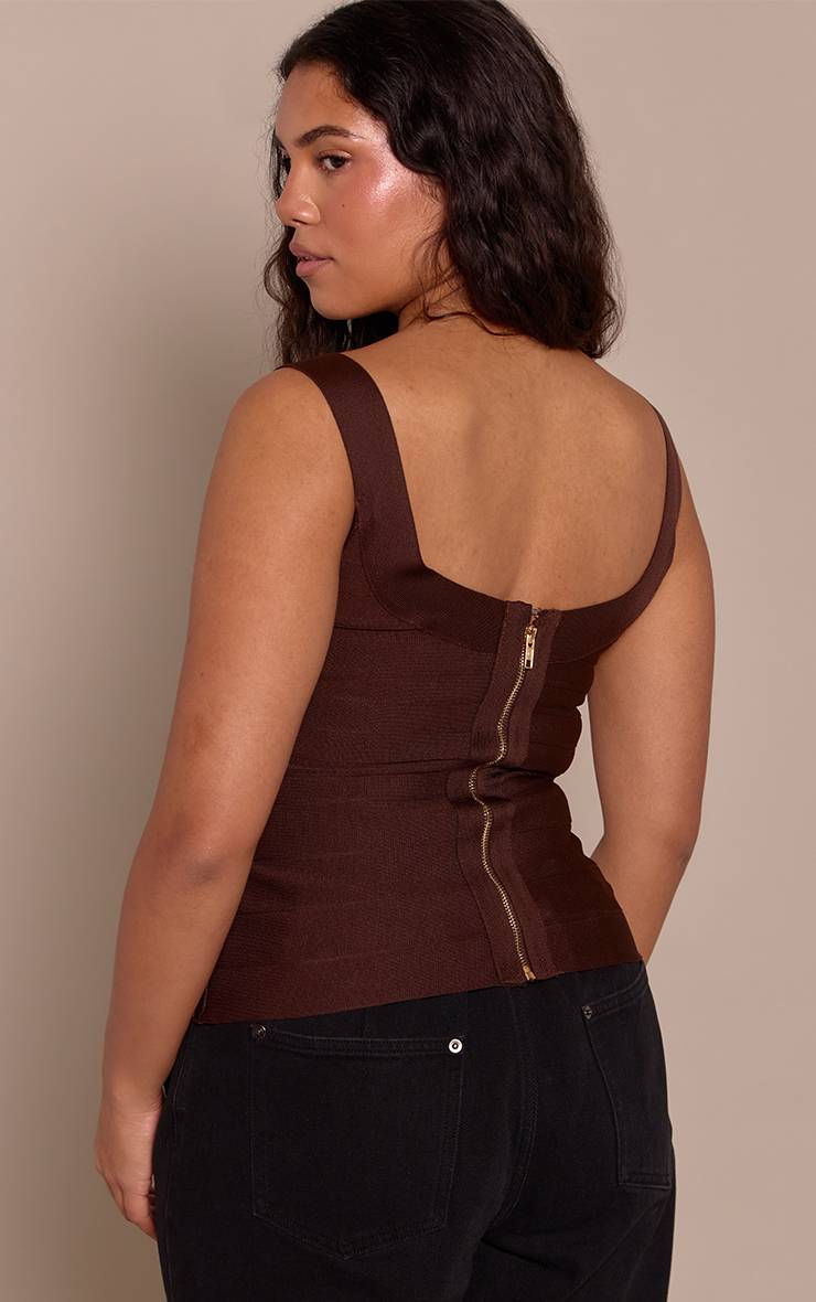 Chocolat Top À Encolure Dégagée Bandage Shape