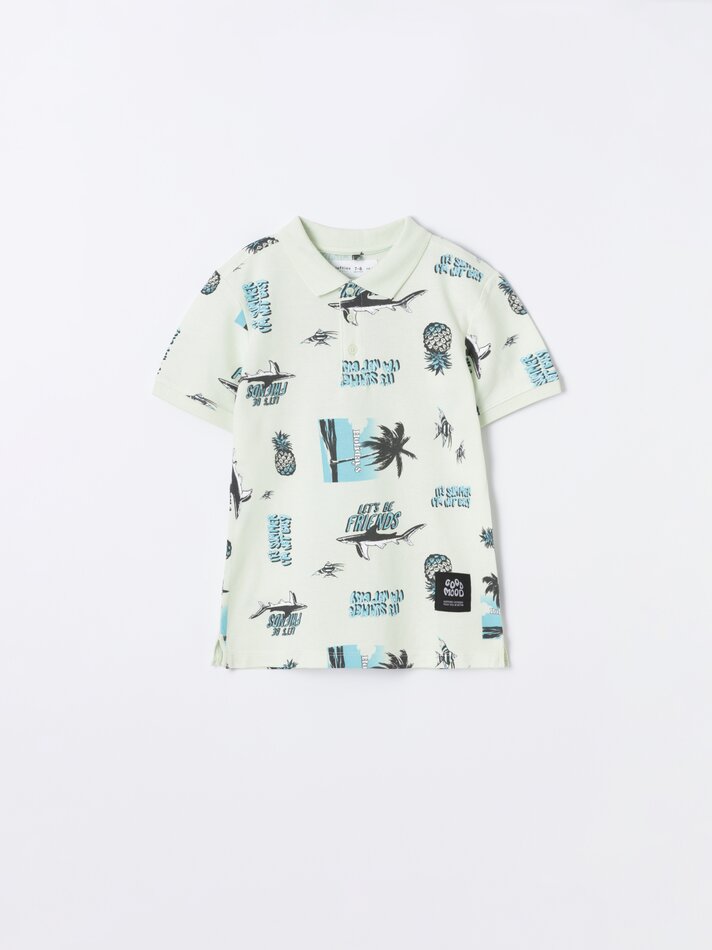 Camisa polo estampada - Amarelo Limão