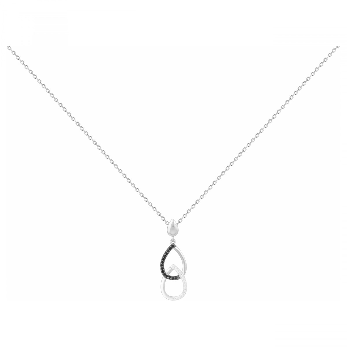 Collier mono-motif en Argent avec oxyde de zirconium noir