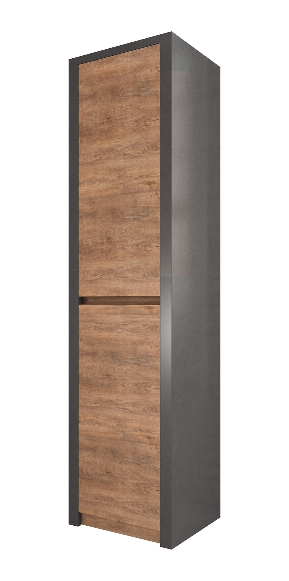 Monaco - Opbergkast met 2 deuren - Eiken/grijs - 50x43x197 cm