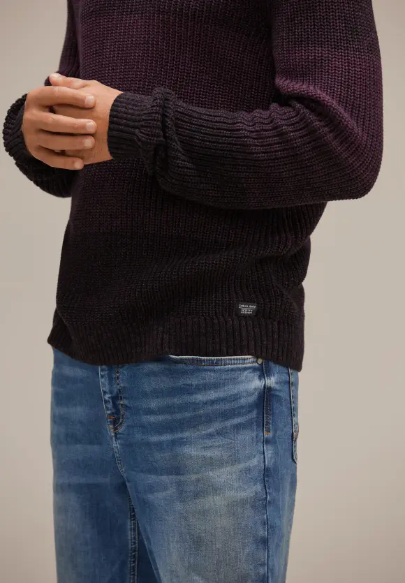 Mouliné Strickpullover - ink red
