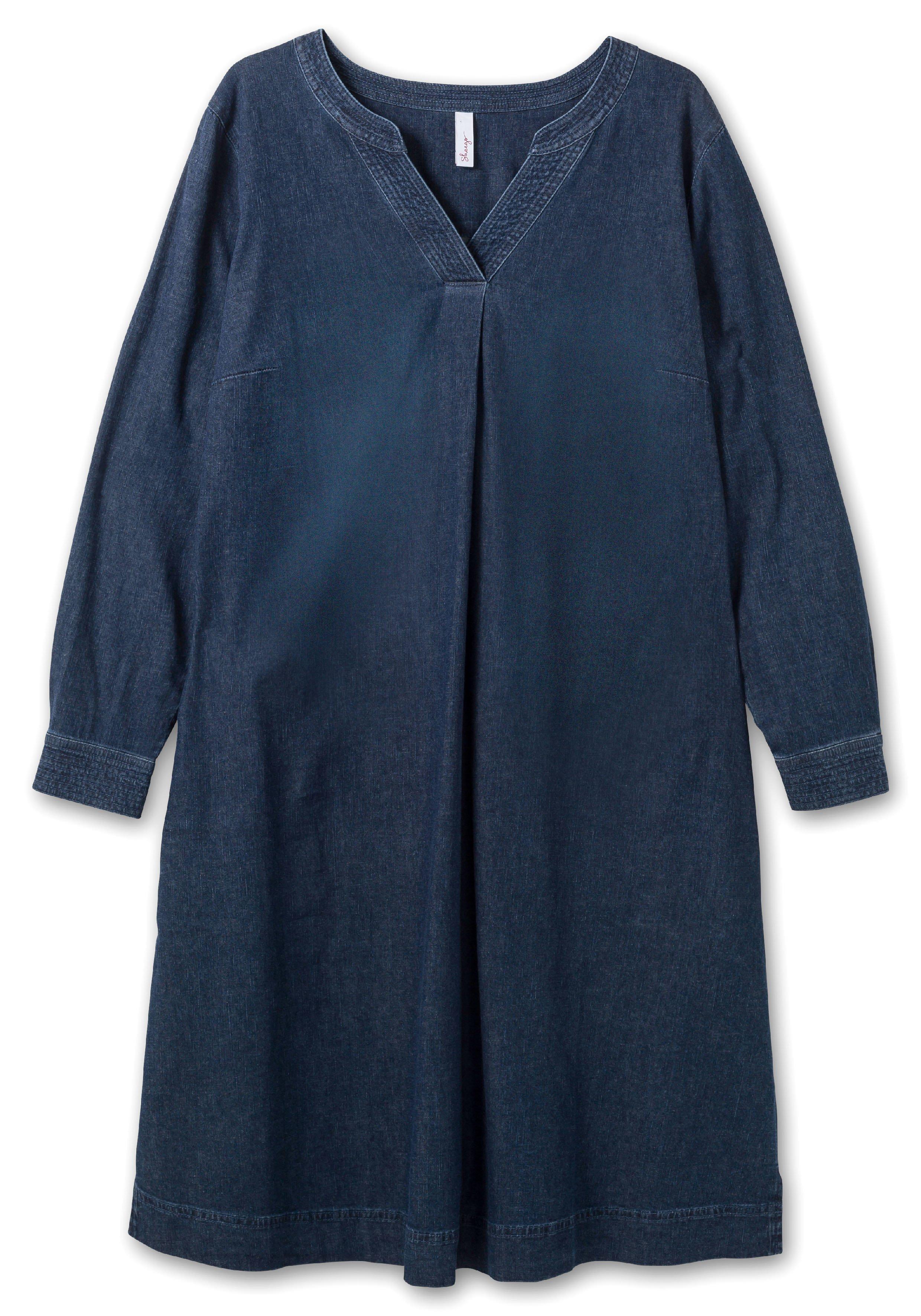 Jeanskleid mit V-Ausschnitt und Eingrifftaschen