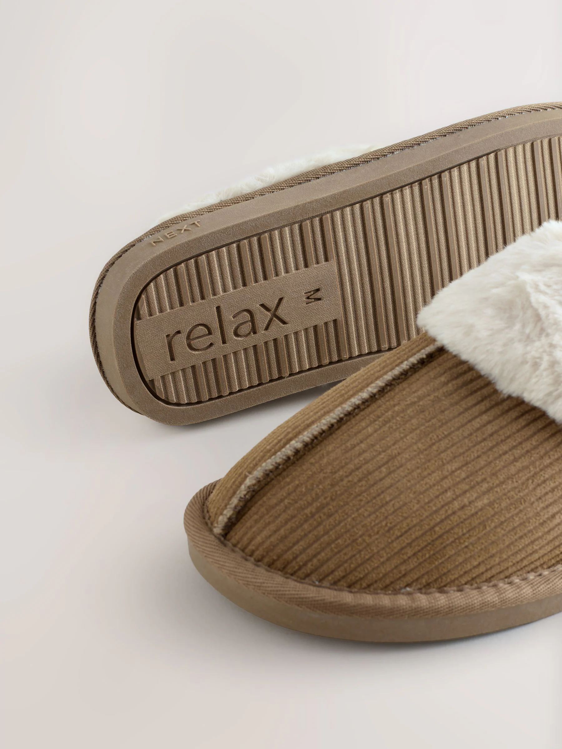Lichtbruin - Rib Suede Mule Slippers