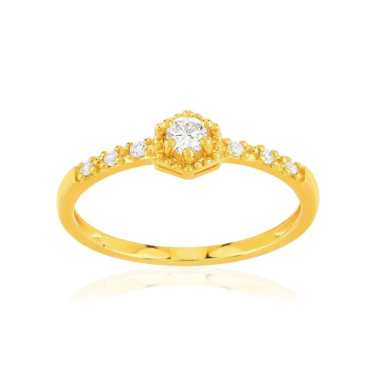 Bague plaqué or jaune zircons