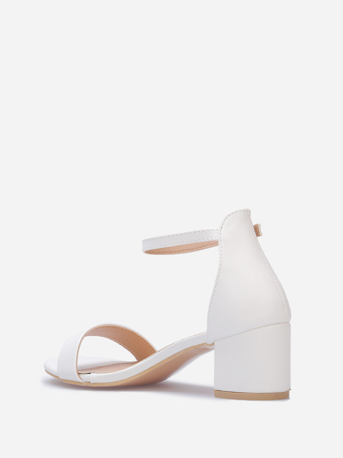 Sandales à talon carré grandes tailles- Blanc