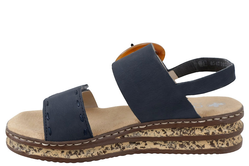 RIEKER SANDAL I MØRKEBLÅ PU