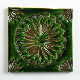 handglasierte Kachel 'Soleil vert', grün, L 10 cm, B 10 cm von fischer's lagerhaus