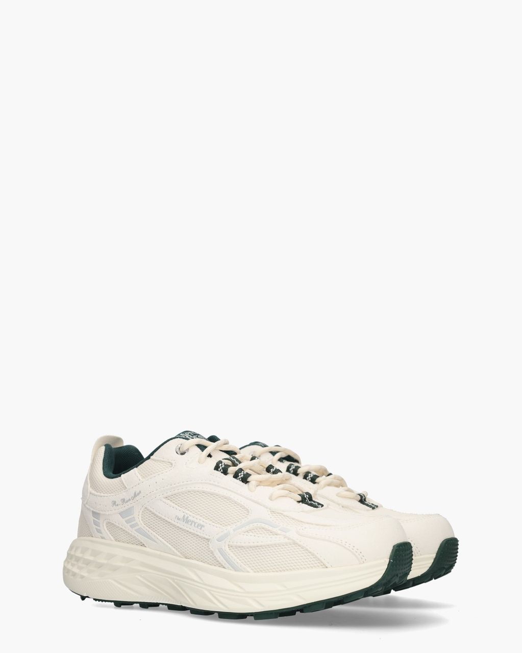 Mercer Amsterdam The Re-Run Max Suède Off-White/Donkergroen Herensneakers