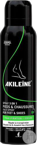 Akileïne Spray Noir 3-En-1 Pieds Et Chaussures 150ml