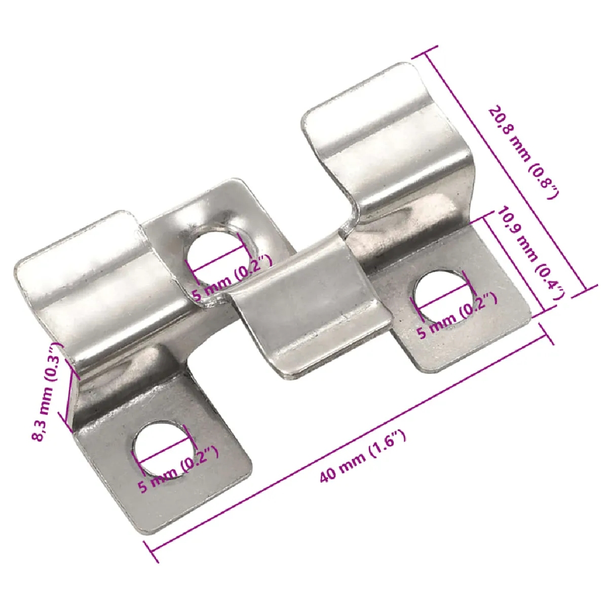 vidaXL Clips de fixation de terrasse - Inox