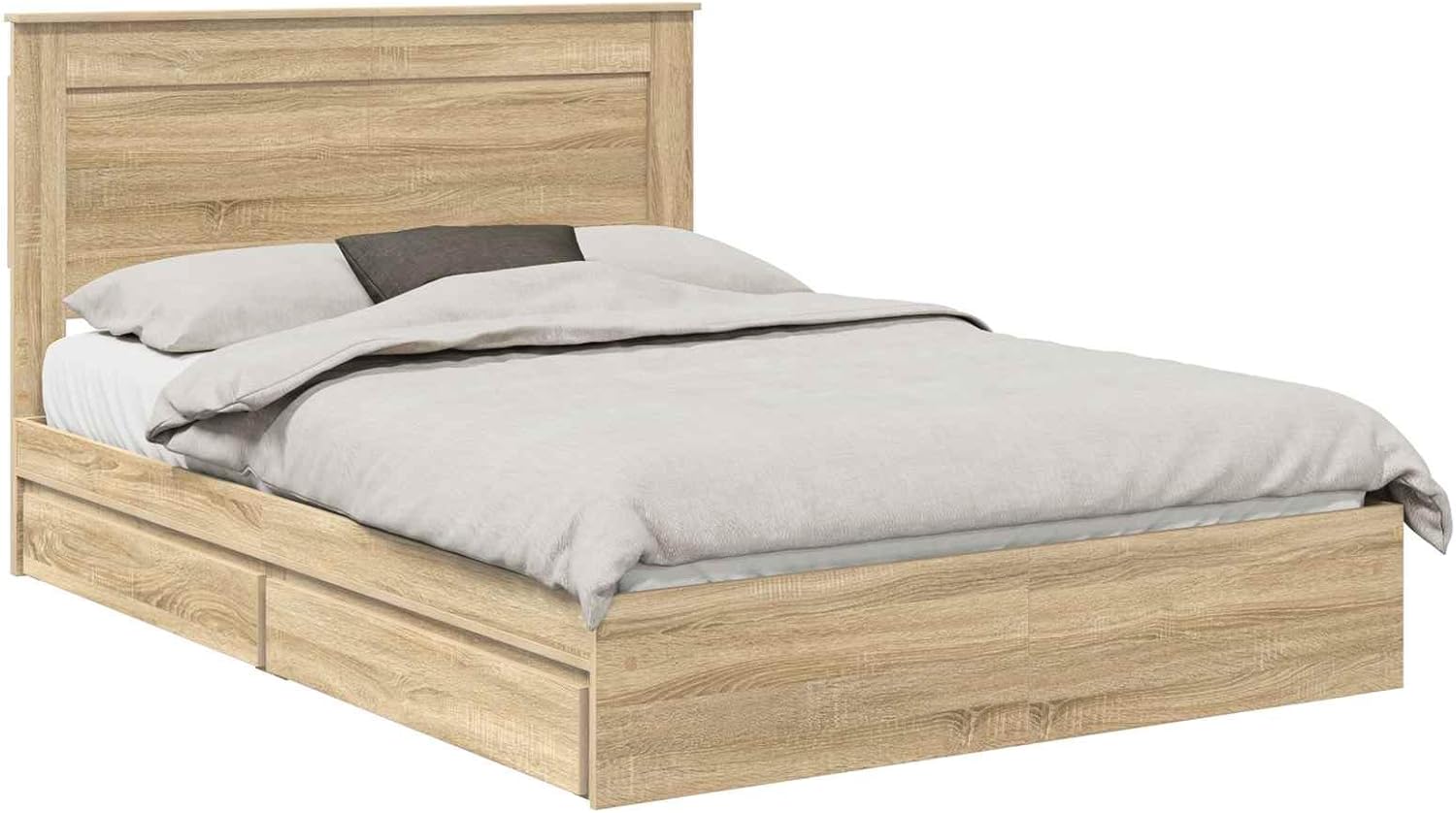 vidaXL Aufbewahrungsbett Sonoma-Eiche 140 x 200 cm Holzwerkstoff, Schlafzimmer, moderner Stauraum-Bett, rechteckiger Rahmen, schickes Schlafmöbel, eleganter Stil