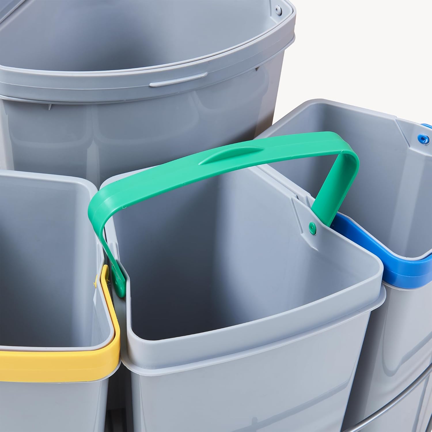 [en.casa] Einbau-Mülleimer Küche Kollby Mülltrennsystem 4fach für Unterschrank 50 cm breit 3 x 6L+1 x 12L Einbaumülleimer schwenkbar mit Deckel Grau