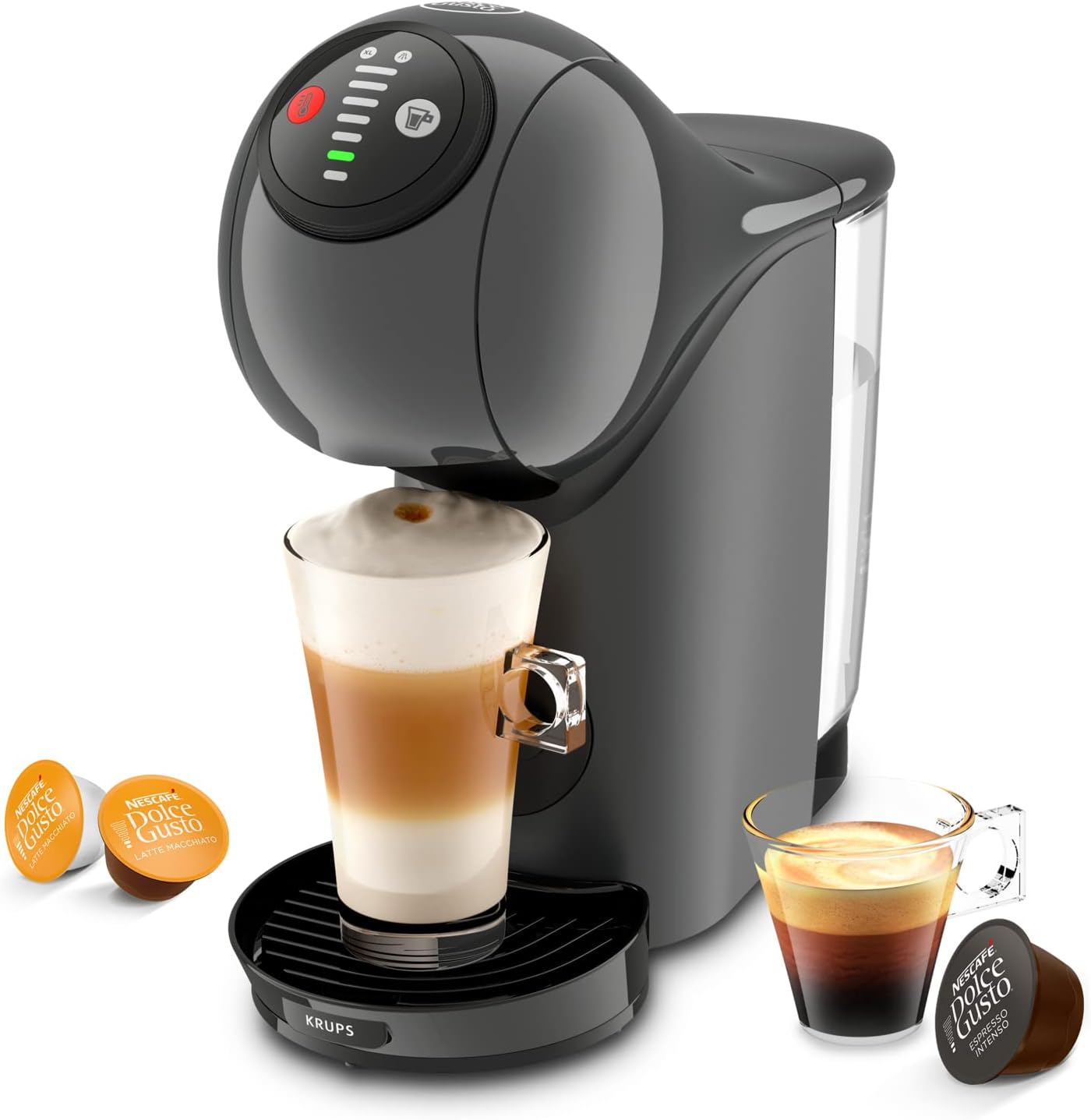 NESCAFÉ Dolce Gusto Genio S by KRUPS, Kaffeekapselmaschine, 15 Bar, ultra-kompakt, Hochdruck, über 30 Kaffeekreationen, wählbare Getränkegröße, Auto-Abschaltung, anthrazit, KP243B