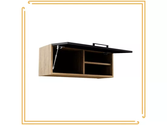 Armoire de salle de bain suspendue horizontale de 80 cm Pawlacz en chêne Craft noir